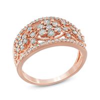 1.00 CT. T.W. Diamond Flower Cluster Vintage-Style Ring in 10K Rose Gold|Peoples Jewellers