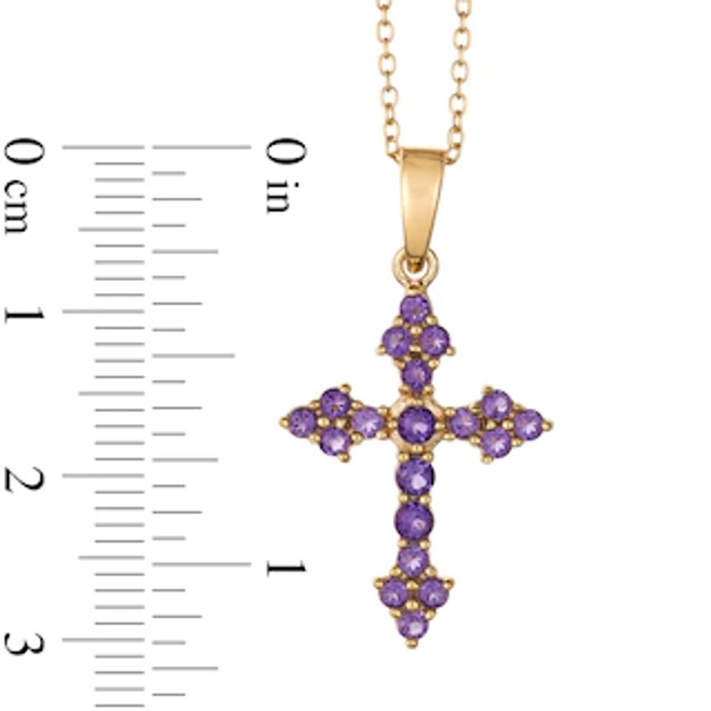 Amethyst Cross Pendant in Sterling Silver and 18K Gold Plate|Peoples Jewellers