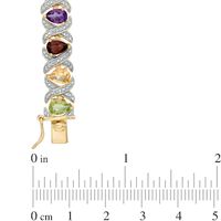 Multi-Gemstone and Diamond Accent Bracelet in Sterling Silver with 18K Gold Plate - 7.5"|Peoples Jewellers