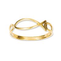 Sideways Ichthus Loop Shank Ring in 14K Gold|Peoples Jewellers