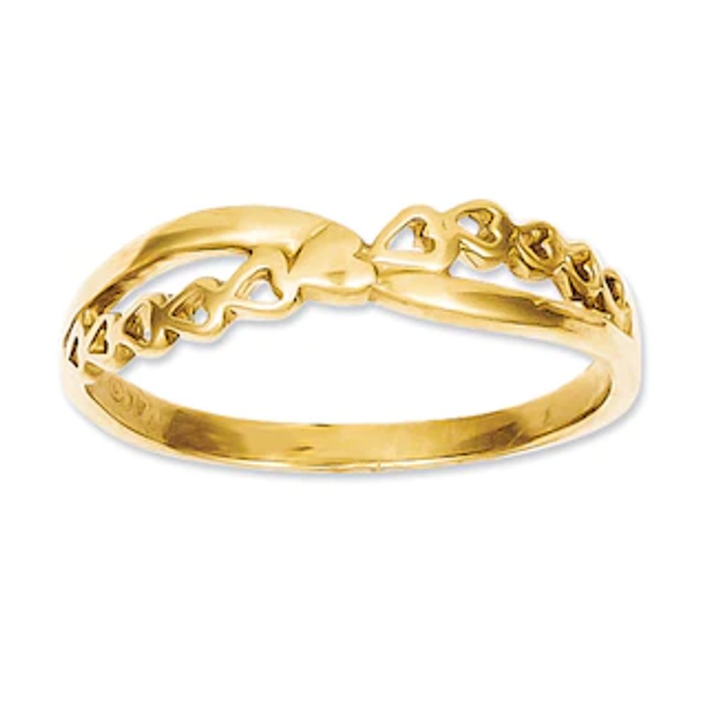 Heart Crossover Ring in 14K Gold|Peoples Jewellers