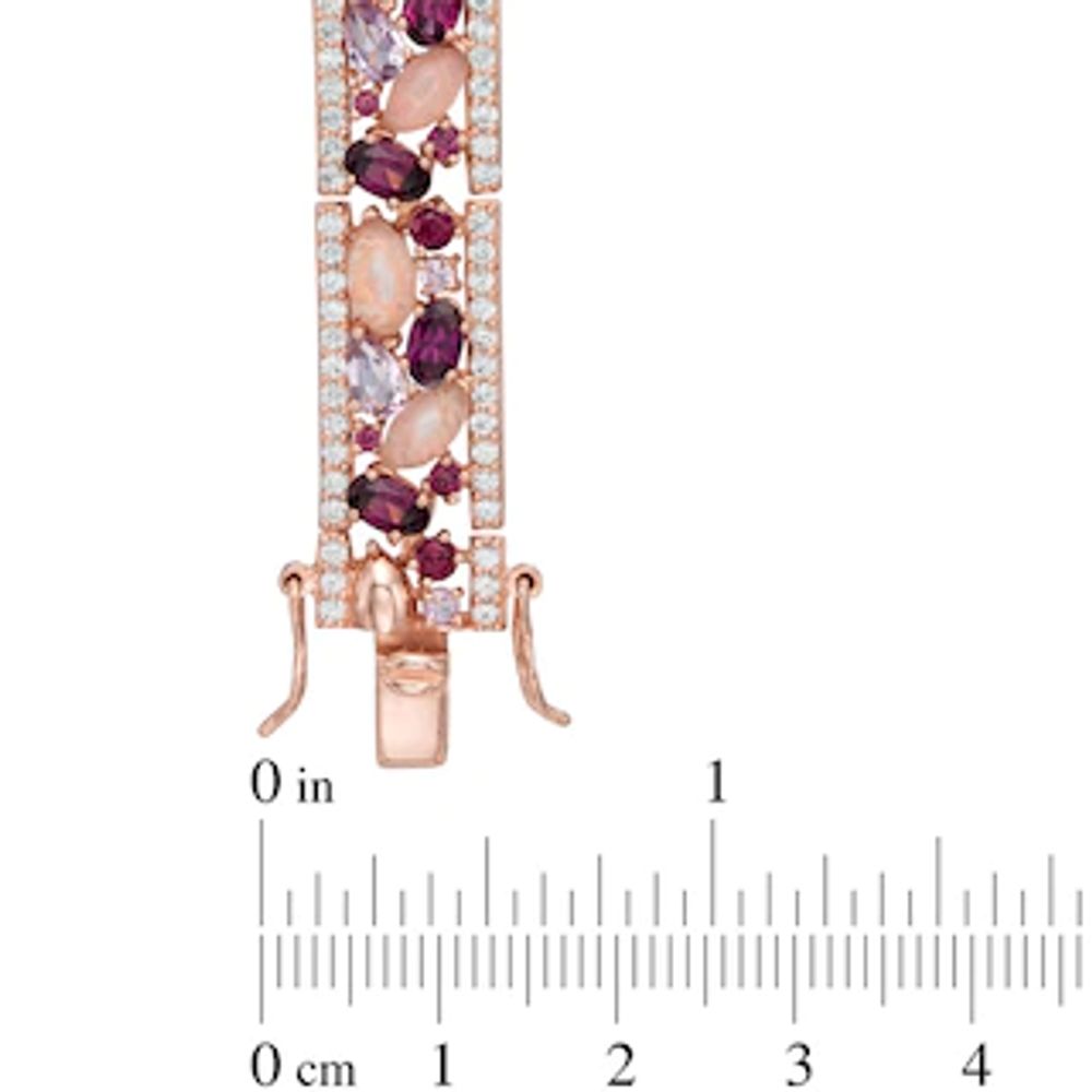 Multi-Gemstone and Lab-Created White Sapphire Bracelet in Sterling Silver with 18K Rose Gold Plate - 7.25"|Peoples Jewellers