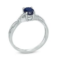 Oval Blue Sapphire and Diamond Accent Ring in 10K White Gold|Peoples Jewellers