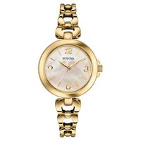 Ladies' Bulova Gold-Tone Watch with Mother-of-Pearl Dial (Model: 97L138)|Peoples Jewellers