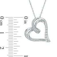 Diamond Accent Tilted Ribbon Heart Pendant in Sterling Silver|Peoples Jewellers