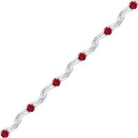 Lab-Created Ruby and Diamond Accent Twist Bracelet in Sterling Silver - 7.25"|Peoples Jewellers