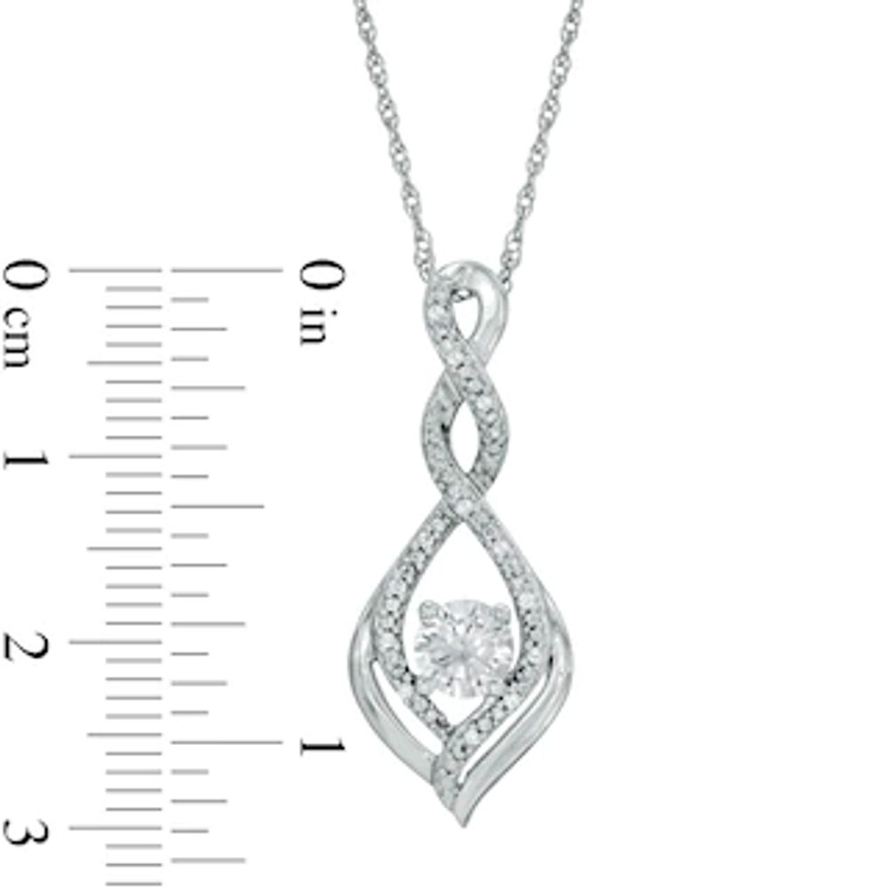 5.0mm Lab-Created White Sapphire and Diamond Accent Infinity Twist Pendant in 10K White Gold|Peoples Jewellers