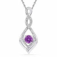 5.0mm Amethyst and Diamond Accent Infinity Twist Pendant in 10K White Gold|Peoples Jewellers