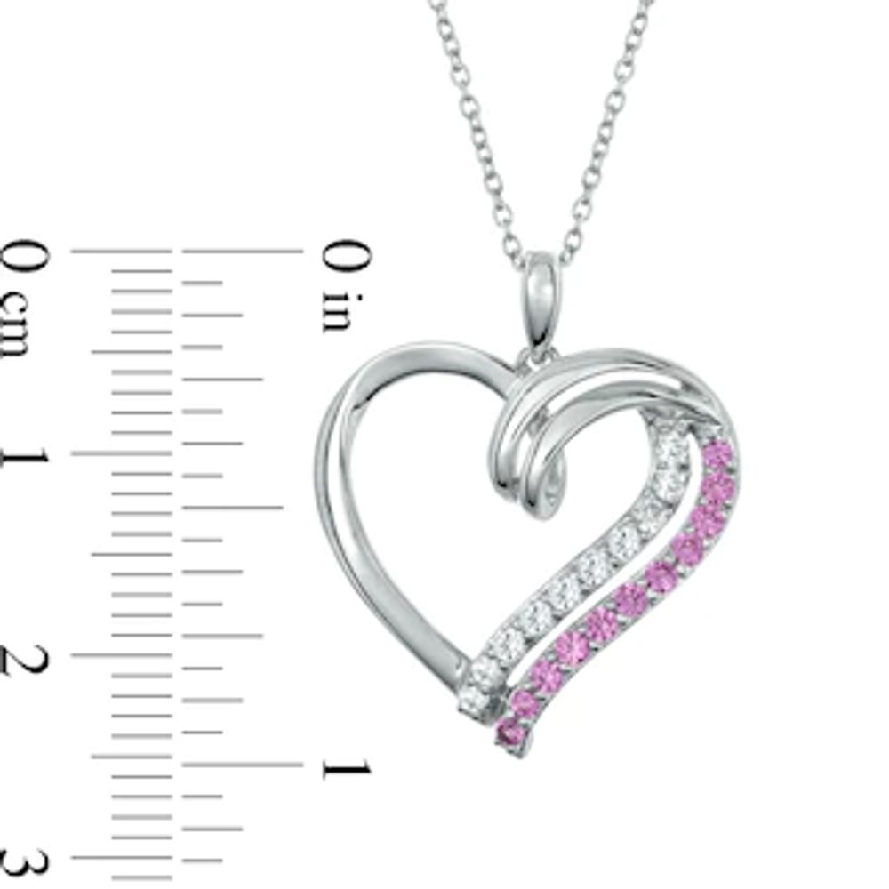 Lab-Created Pink and White Sapphire Heart Pendant in Sterling Silver|Peoples Jewellers