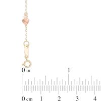 Dangle Heart Anklet in 10K Tri-Tone Gold - 11"|Peoples Jewellers