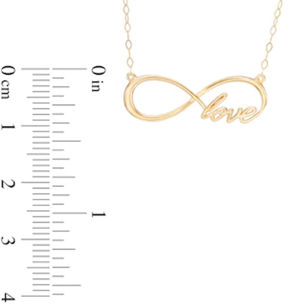 Sideways Infinity "Love" Necklace in 10K Gold - 17"|Peoples Jewellers