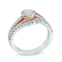 1.09 CT. T.W. Certified Canadian Diamond Bypass Bridal Set in 14K Two-Tone Gold (I/I2)|Peoples Jewellers