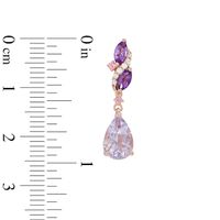 Multi-Gemstone and Lab-Created White Sapphire Drop Earrings in Sterling Silver with 14K Rose Gold Plate|Peoples Jewellers