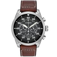 Men's Citizen Eco-Drive® Avion Chronograph Strap Watch with Black Dial (Model: CA4210-24E)|Peoples Jewellers