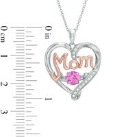 Unstoppable Love™ Lab-Created Pink and White Sapphire MOM Heart Pendant in Sterling Silver and 14K Rose Gold Plate|Peoples Jewellers