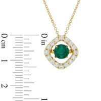 Unstoppable Love™ 6.0mm Lab-Created Emerald Frame Pendant in Sterling Silver with 14K Gold Plate|Peoples Jewellers