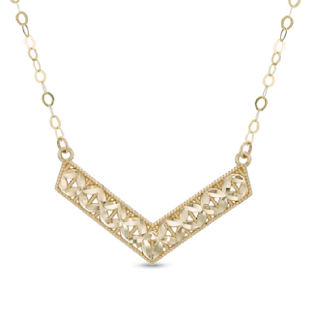 Diamond-Cut Chevron Necklace in 10K Gold|Peoples Jewellers