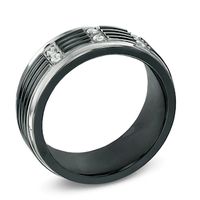 Men's 0.10 CT. T.W. Diamond Wedding Band in Two-Tone Titanium - Size 10|Peoples Jewellers