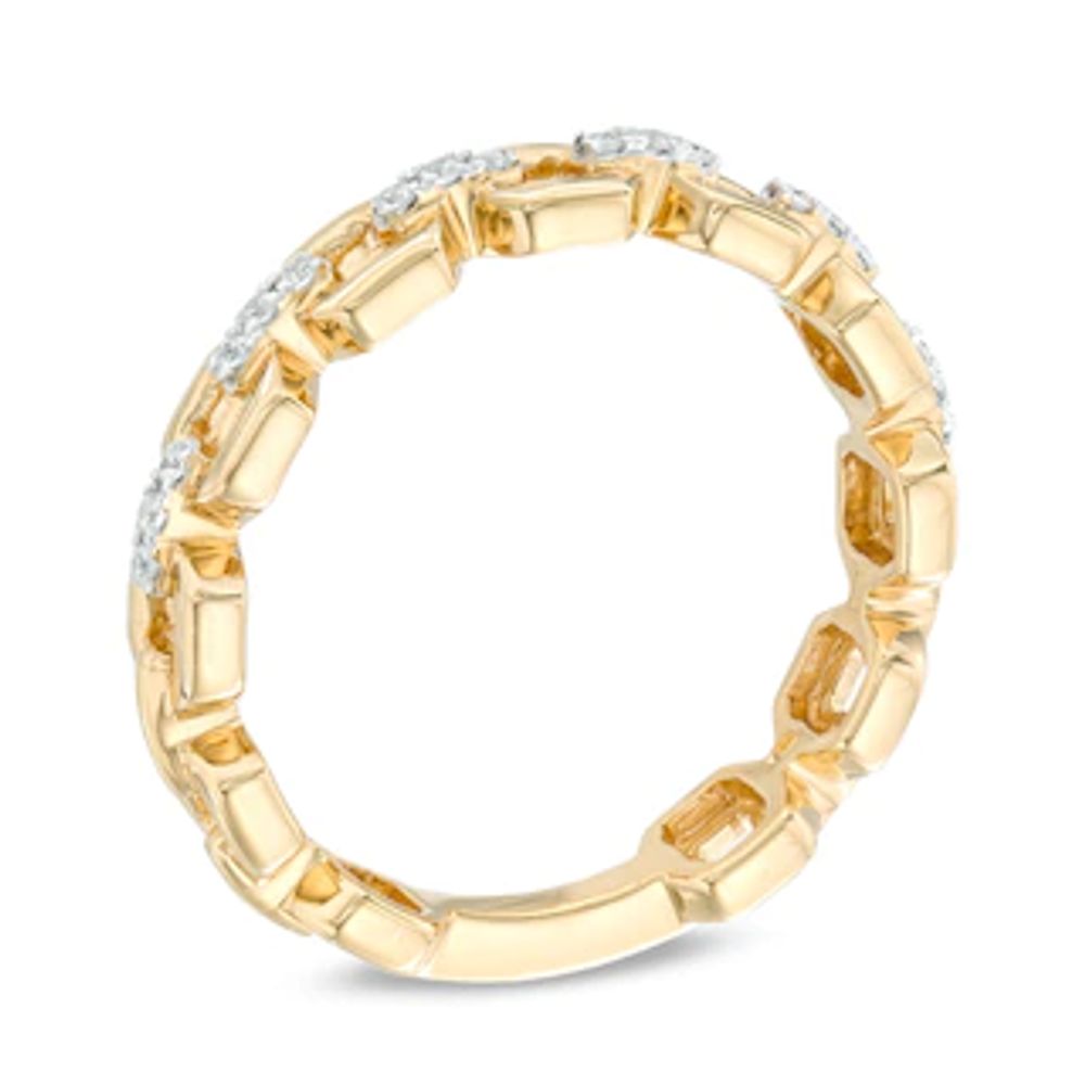 0.09 CT. T.W. Diamond Three Stone Link Anniversary Band in 10K Gold|Peoples Jewellers
