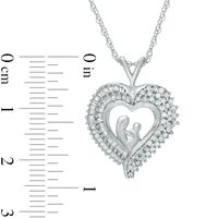 Lab-Created White Sapphire Motherly Love Heart Pendant in Sterling Silver|Peoples Jewellers