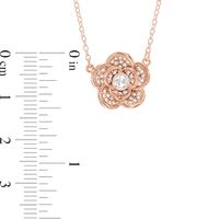 4.0mm Lab-Created White Sapphire Flower Necklace in Sterling Silver with 18K Rose Gold Plate|Peoples Jewellers