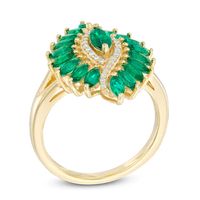 Marquise-Cut Lab-Created Emerald and White Sapphire Ring in Sterling Silver with 14K Gold Plate|Peoples Jewellers