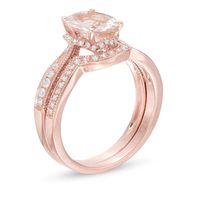 Your Stone Your Story™ Oval Morganite and 0.39 CT. T.W. Diamond Vintage-Style Bridal Set in 14K Rose Gold|Peoples Jewellers