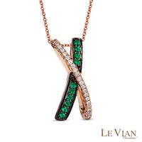 Le Vian® Costa Smeralda Emeralds™ and 0.11 CT. T.W. Diamond Pendant in 14K Strawberry Gold™|Peoples Jewellers