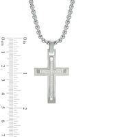 Men's 0.13 CT. T.W. Diamond Cross Pendant in Stainless Steel - 24"|Peoples Jewellers