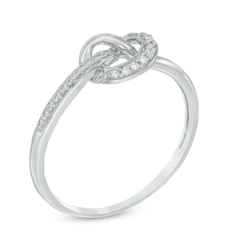 Diamond Accent Heart-Shaped Knot Ring in Sterling Silver|Peoples Jewellers