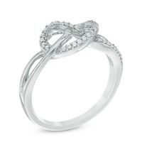 0.13 CT. T.W. Diamond Heart-Shaped Knot Split Shank Ring in Sterling Silver|Peoples Jewellers