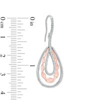 Vera Wang Love Collection 0.18 CT. T.W. Diamond Ribbon Teardrop Earrings in Sterling Silver and 14K Rose Gold|Peoples Jewellers