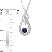 5.0mm Lab-Created Blue Sapphire and Diamond Accent Flame Pendant in Sterling Silver|Peoples Jewellers