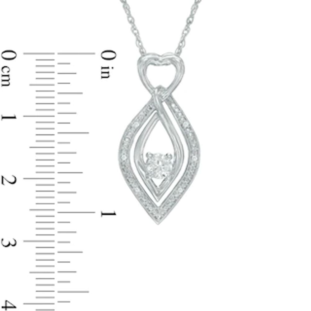 5.0mm Lab-Created White Sapphire and Diamond Accent Kite-Shaped with Heart Pendant in Sterling Silver|Peoples Jewellers