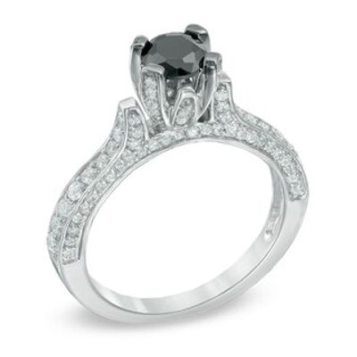 1.20 CT. T.W. Enhanced Black and White Diamond Engagement Ring in 10K White Gold|Peoples Jewellers