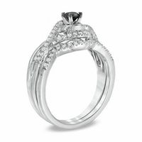 0.50 CT. T.W. Enhanced Black and White Diamond Swirl Bridal Set in 10K White Gold|Peoples Jewellers