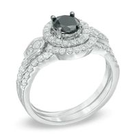 1.25 CT. T.W. Enhanced Black and White Diamond Frame Bridal Set in 10K White Gold|Peoples Jewellers