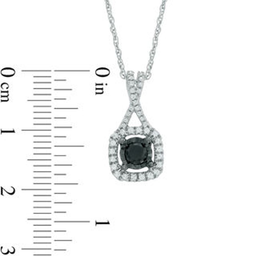 0.40 CT. T.W. Enhanced Black and White Diamond Square Frame Pendant in Sterling Silver|Peoples Jewellers