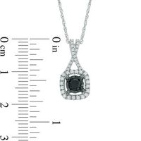 0.40 CT. T.W. Enhanced Black and White Diamond Square Frame Pendant in Sterling Silver|Peoples Jewellers