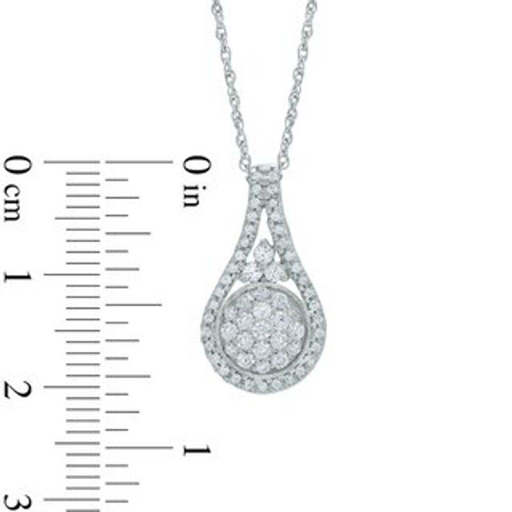 0.50 CT. T.W. Diamond Cluster Teardrop Frame Pendant in 10K White Gold|Peoples Jewellers