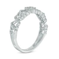 Diamond Accent Alternating Hearts Ring in 10K White Gold|Peoples Jewellers