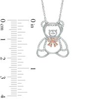 0.18 CT. T.W. Diamond Teddy Bear with Bow Pendant in Sterling Silver and 10K Rose Gold|Peoples Jewellers