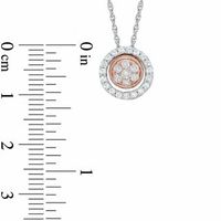 0.30 CT. T.W. Diamond Frame Cluster Pendant in Sterling Silver and 10K Rose Gold|Peoples Jewellers