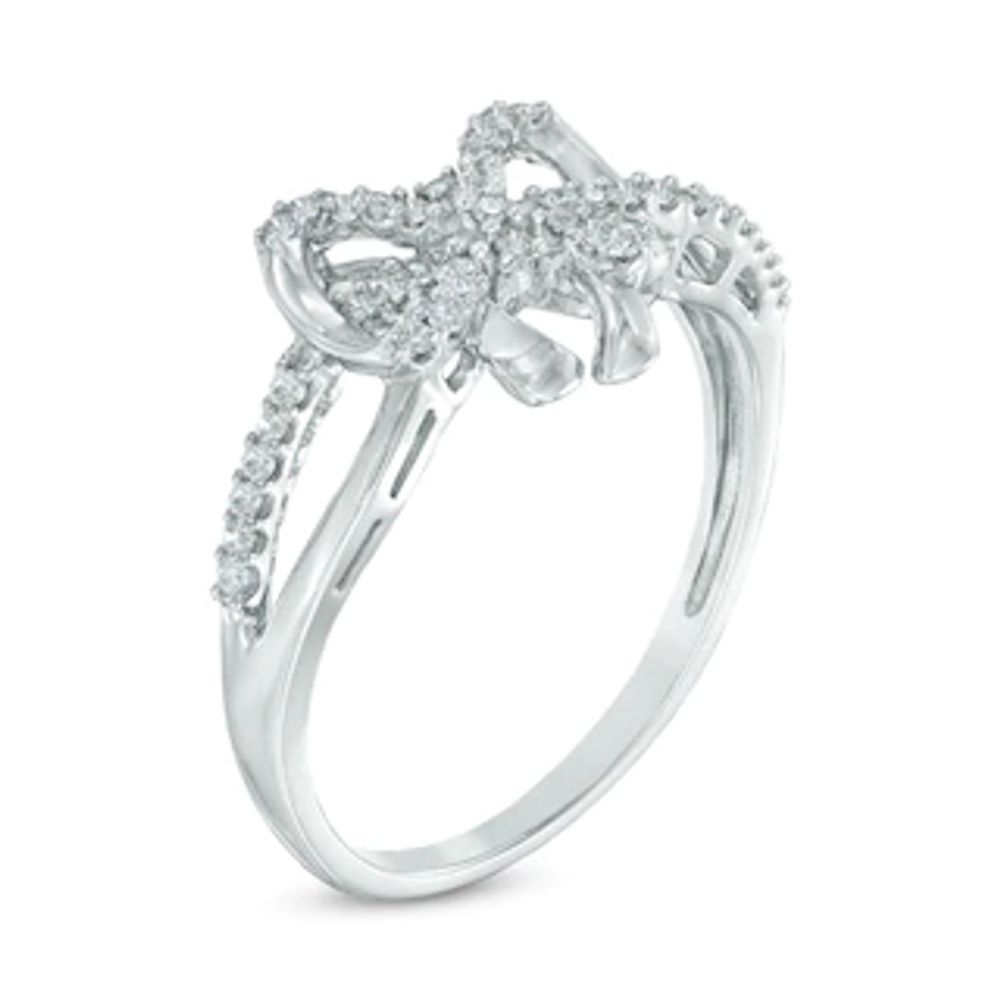 0.18 CT. T.W. Diamond Bow Split Shank Ring in Sterling Silver|Peoples Jewellers