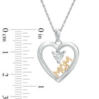 Diamond Accent Heart with "MOM" Pendant in Sterling Silver and 14K Gold Plate|Peoples Jewellers