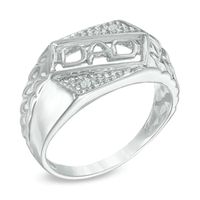 Men's Diamond Accent "DAD" Slant Nugget Ring in 10K White Gold|Peoples Jewellers