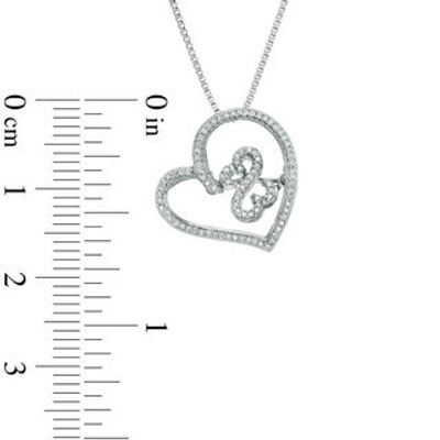 Open Hearts by Jane Seymour™ 0.15 CT. T.W. Diamond Tilted Heart Pendant in Sterling Silver|Peoples Jewellers