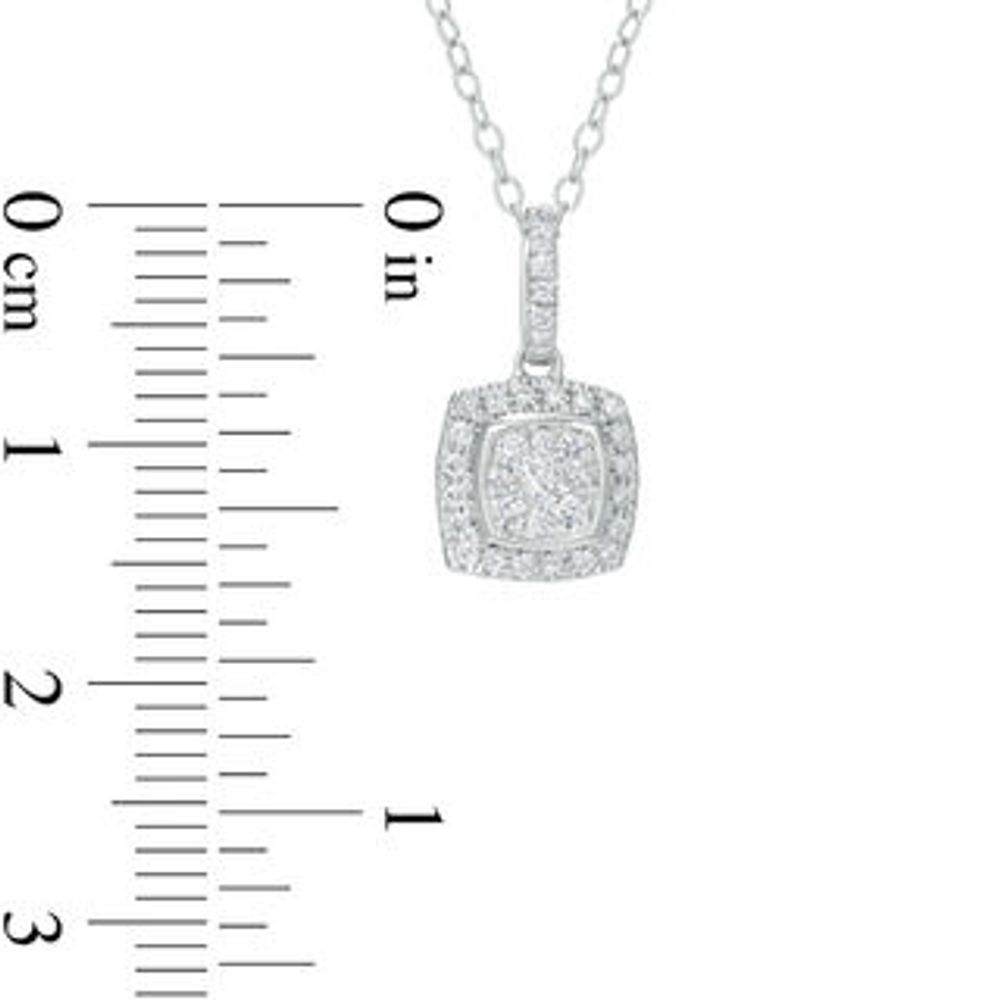 0.25 CT. T.W. Multi-Diamond Square Frame Pendant in 10K White Gold|Peoples Jewellers