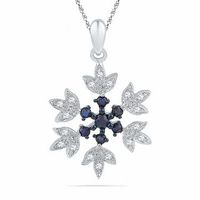 Lab-Created Blue Sapphire and Diamond Accent Snowflake Pendant in Sterling Silver|Peoples Jewellers