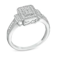 0.23 CT. T.W. Composite Diamond Rectangular Frame Ring in 10K White Gold|Peoples Jewellers